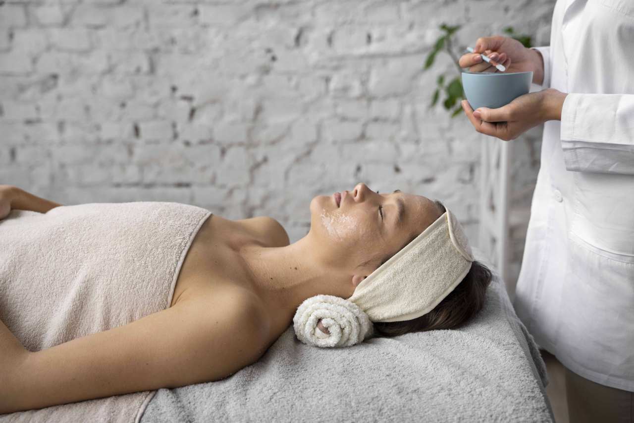 4 Side View Woman Getting Massaged Spa