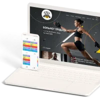 Готовые сайты для фитнес-клубов в сервисе Sport Priority на ноутбуке и телефоне